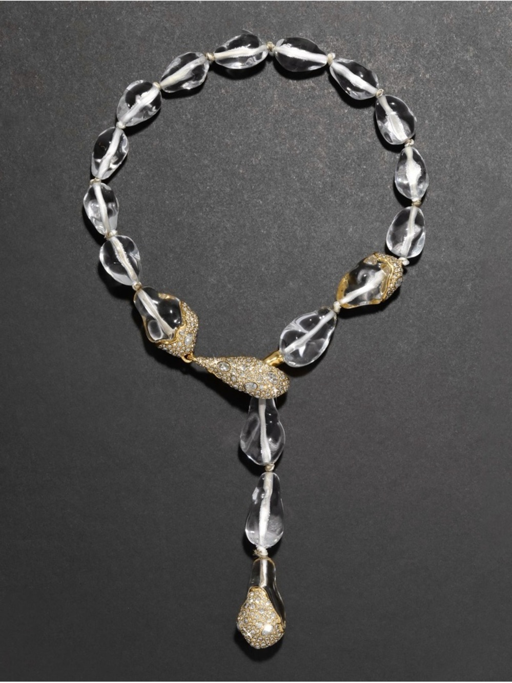 Alexis Bittar Liquid Lucite Crystal Pebble Lariat Necklace - Picture 2 of 5